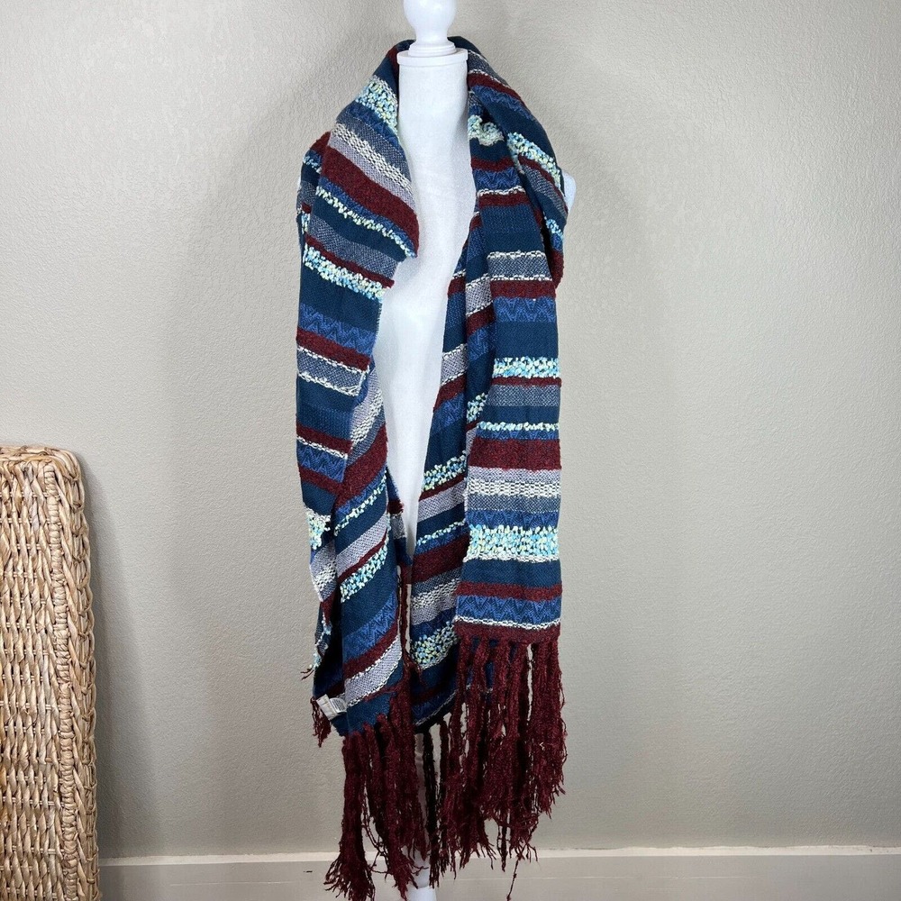 Collection Eighteen Women's Striped Fringed Shawl Rap Scarf Multicolor One Size